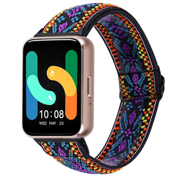 Samsung Galaxy Fit3 SM-R390 Elastic Wrist Band Pattern Design Watch Strap (Black Buckle) - 5 on Sale