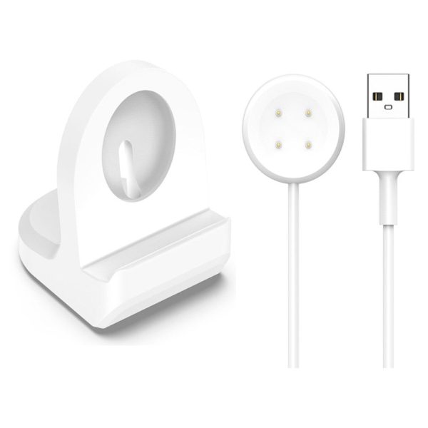 Google Pixel Watch 2 Silicone Charger Holder with USB Charging Cable Anti-Slip Smart Watch Charger - White Hot on Sale