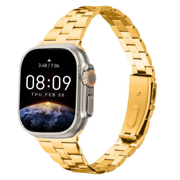 Apple Watch Series 49mm - 45mm - 44mm - 42mm Stainless Steel Band - Gold Online now