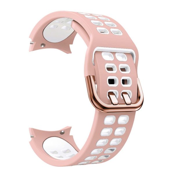 Samsung Galaxy Watch 5   4 dual color silicone watch strap - Pink   White Cheap