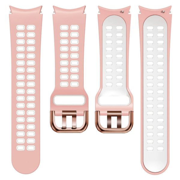 Samsung Galaxy Watch 5   4 dual color silicone watch strap - Pink   White Cheap