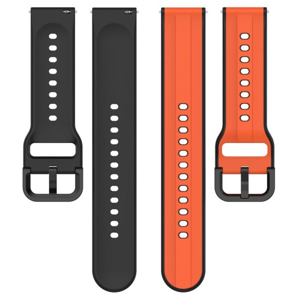 22mm Universal dual color silicone strap - Orange   Black For Sale