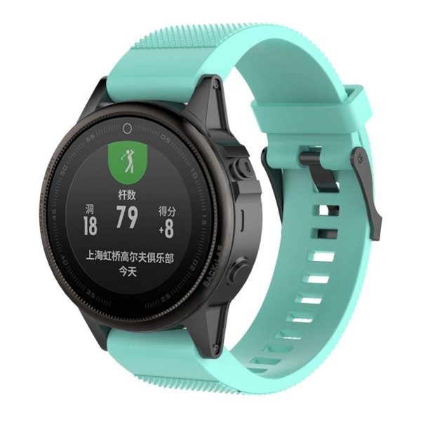 Garmin Fenix 5S textured silicone watch strap band - Cyan Sale