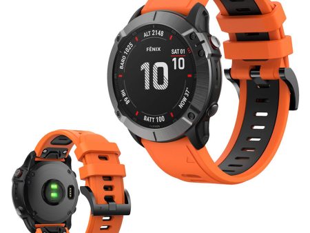 Bi-color silicone watch band for Garmin device - Orange   Black Fashion