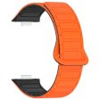 Huawei Watch Fit 3 Dual Color Replacement Band Magnetic Silicone Watch Strap - Orange+Black Cheap