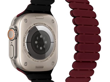 Apple Watch Series 7 8 9 41mm   6 5 4 SE (2023) SE (2022) SE 40mm   3 2 1 38mm Bamboo Joint Silicone Strap - Wine Red+Black Fashion