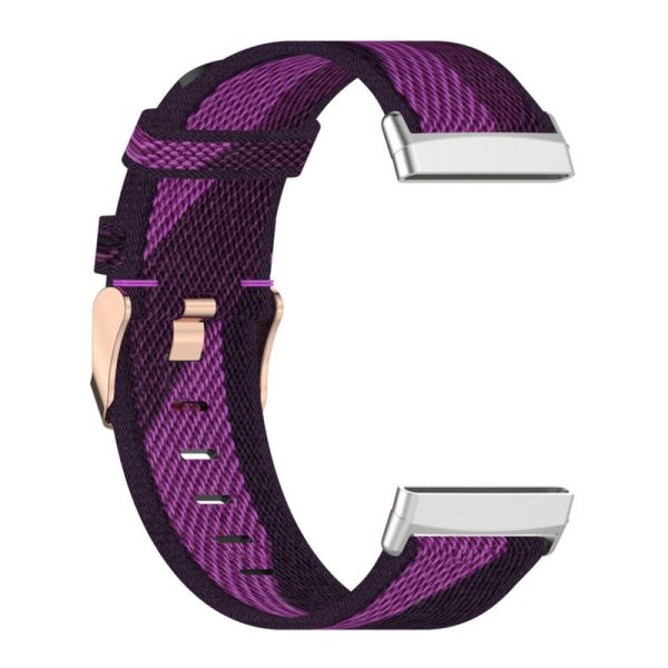 Fitbit Sense 2   Versa 4 nylon watch strap - Purple Stripe Online now