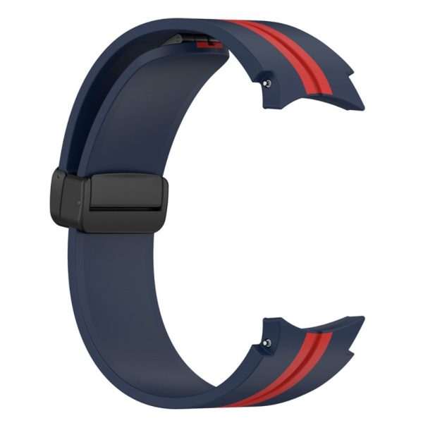 Samsung Galaxy Watch 5   4   3 dual color silicone watch strap black buckle - Midnight Blue   Red Sale