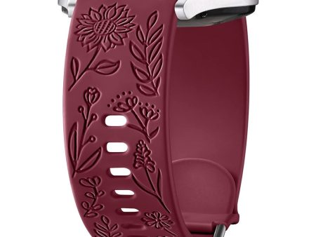 For Garmin Vivomove 3   Forerunner 645   Samsung Gear S2 Classic Universal 20mm Carving Flower Silicone Watch Strap - Wine Red Discount