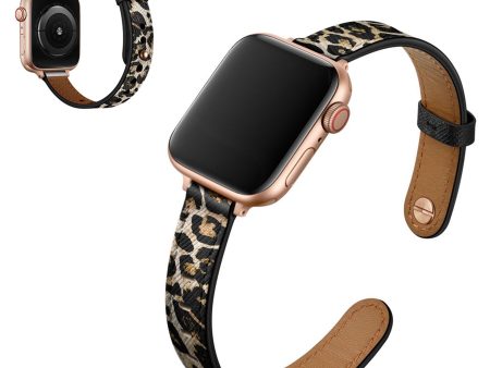 Apple Watch 40mm top layer genuine leather watch strap - Leopard Cheap