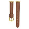 20mm Universal Smart Watch Band Genuine Cow Leather Strap Replacement - Caramel+Gold Buckle Buckle on Sale