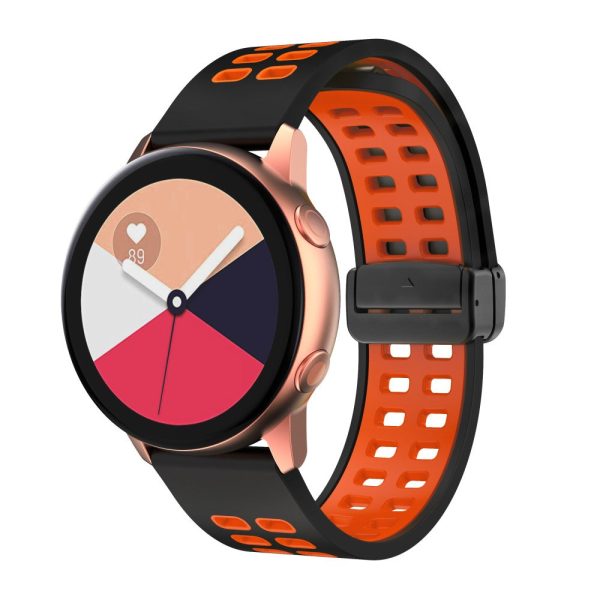 22mm Universal dual color silicone strap with black buckle - Black   Orange Online Sale