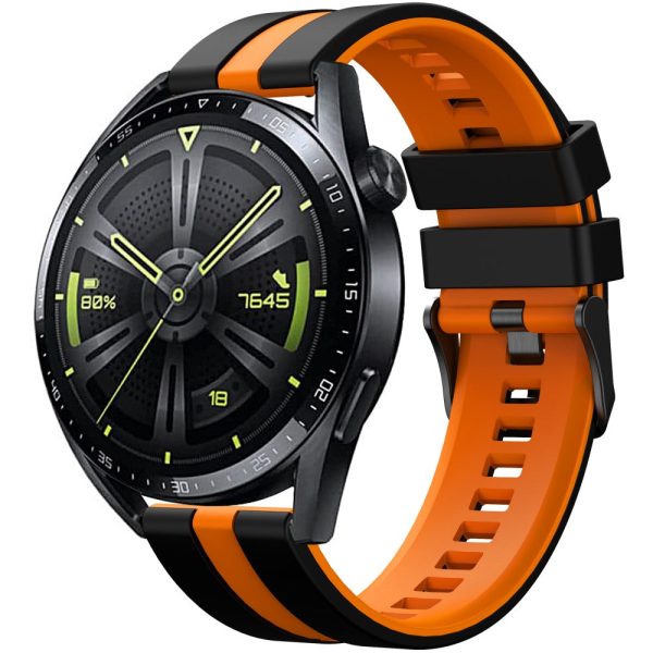 Huawei Watch 4   4 Pro   GT 4 46mm Replacement Strap 22mm Universal Silicone Watch Band - Black+Orange Fashion