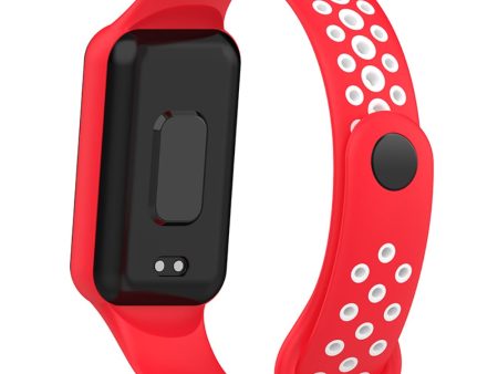 Amazfit Band 7 dual color silicone watch strap - Red   White Cheap