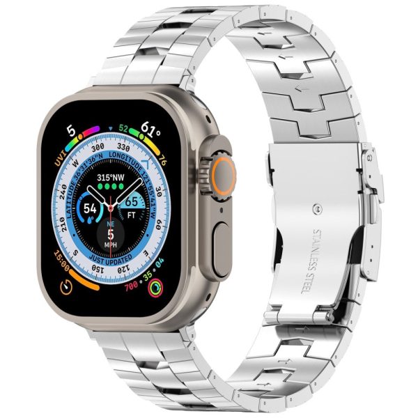 Apple Watch Series 41mm - 40mm - 38mm Titanium Alloy Band Rice Spike Texture Wrist Strap - Silver For Discount