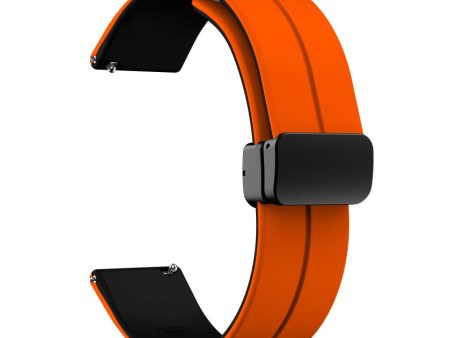 20mm Universal dual color silicone strap in black buckle - Orange   Black For Cheap