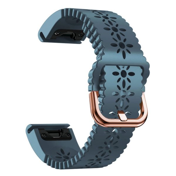 Silicone flower pattern watch strap for Garmin watch - Lake Blue For Sale