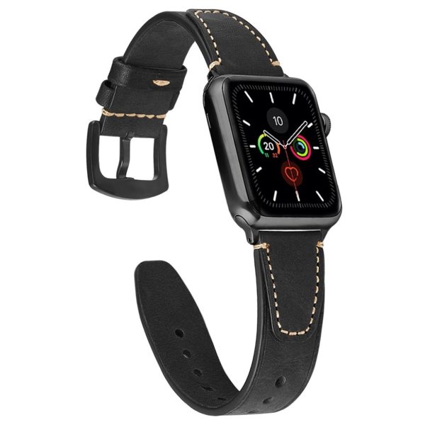 Apple Watch Series 5   4 44mm genuine leather watch band - Black Hot on Sale