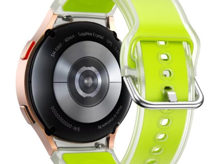 Samsung Galaxy Watch 20mm Transparent Design Watch Band Adjustable Silicone Strap - Transparent Lime Hot on Sale