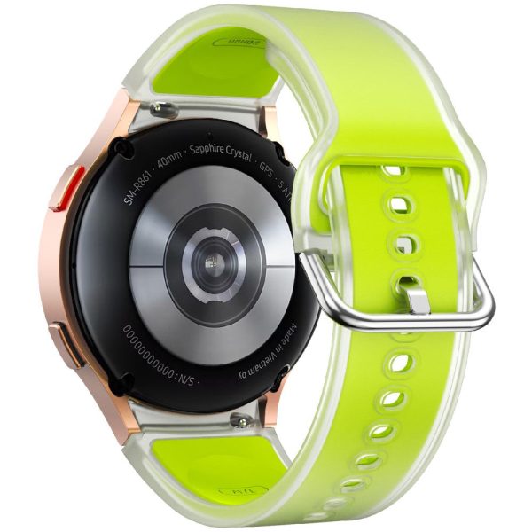 Samsung Galaxy Watch 20mm Transparent Design Watch Band Adjustable Silicone Strap - Transparent Lime Hot on Sale