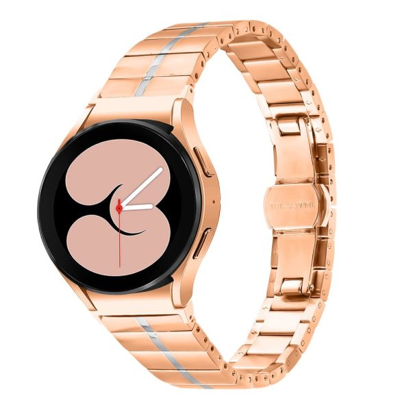 Samsung Galaxy Watch FE 40mm   Watch4 40mm 44mm   Watch 5 40mm 44mm Stainless Steel Watch Strap Wrist Band - Rose Gold+Silver on Sale