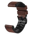 KALEBOL KLB-EYWGJPU-001 For Garmin Fenix 7   7 Pro Watch Band 22mm Crocodile Texture Leather+Silicone Straps - Coffee Fashion