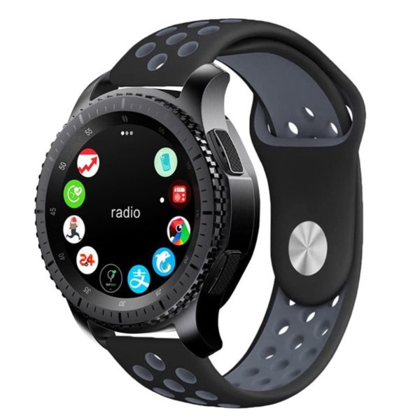 Samsung Gear S3 hollow two-tone silicone watch strap - Dark Grey   Black Online Sale