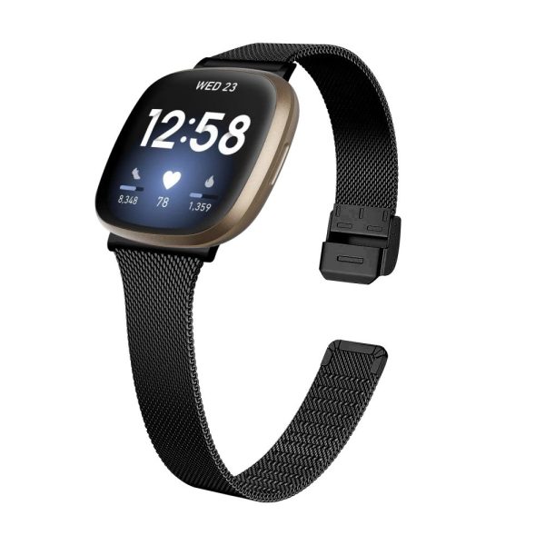 Fitbit Sense 2   Versa 4 milanese stainless steel strap - Black For Discount