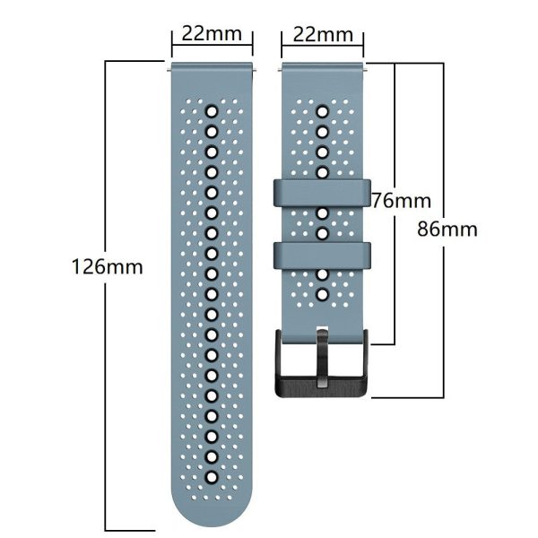 22mm Universal dual color silicone watch strap - Black   Sky Blue Hot on Sale