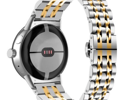 7 beads stainless steel watch strap for Google Pixel Watch - Silver   Gold Online Hot Sale