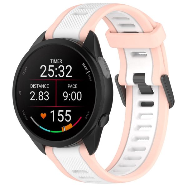 Huawei Watch GT 4 41mm   Garmin Venu 3S Silicone Watch bands Dual-Color 18mm Textured Strap - Light Pink+White on Sale