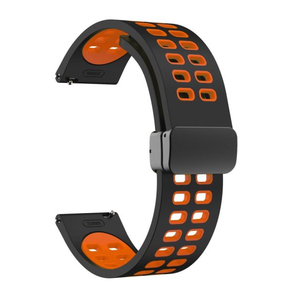 22mm Universal dual color silicone strap with black buckle - Black   Orange Online Sale