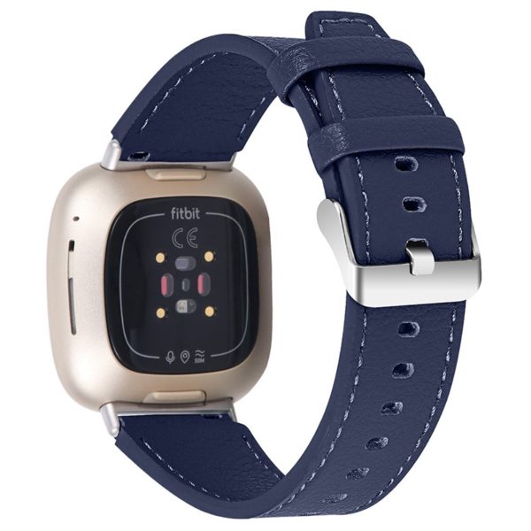 Fitbit Sense   Versa 3 cowhide genuine leather watch strap - Blue Online Sale