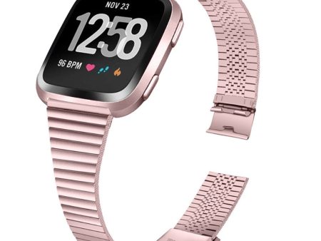 Fitbit Versa 2   Versa Lite stylish stainless steel watch strap - Rose Pink For Sale