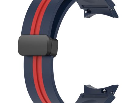 Samsung Galaxy Watch 5   4   3 dual color silicone watch strap black buckle - Midnight Blue   Red Sale