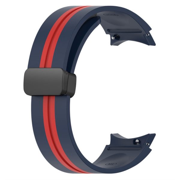 Samsung Galaxy Watch 5   4   3 dual color silicone watch strap black buckle - Midnight Blue   Red Sale