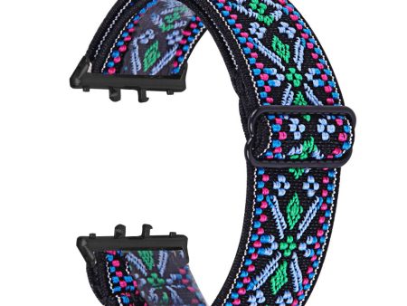 Samsung Galaxy Fit3 SM-R390 Elastic Wrist Band Pattern Design Watch Strap (Black Buckle) - 19 Online