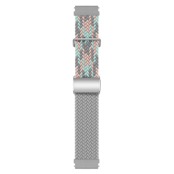 Huawei Watch GT 3 42mm   GT 3 Pro 43mm Universal 20mm Woven Strap Magnetic Silver Buckle Watch Band - Coral+Light Grey Hot on Sale