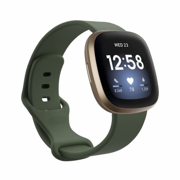 Fitbit Versa 3   Sense silicone watch band - Dark Green Size: L on Sale