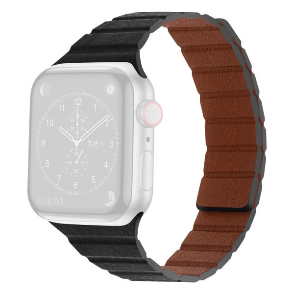 Apple Watch Series 8 (41mm) dual color genuine leather watch strap - Black Online