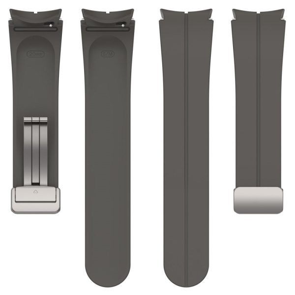 Samsung Galaxy Watch7 40mm Magnetic Folding Silver Buckle Watch Band Silicone Strap - Dark Grey Cheap