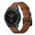 Huawei Watch GT   Samsung Galaxy Watch 46mm stitches texture genuine leather watch band - Brown Online Hot Sale