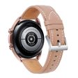 Samsung Galaxy Watch 3 (45mm) fine stitch genuine leather watch band - Light Brown For Cheap