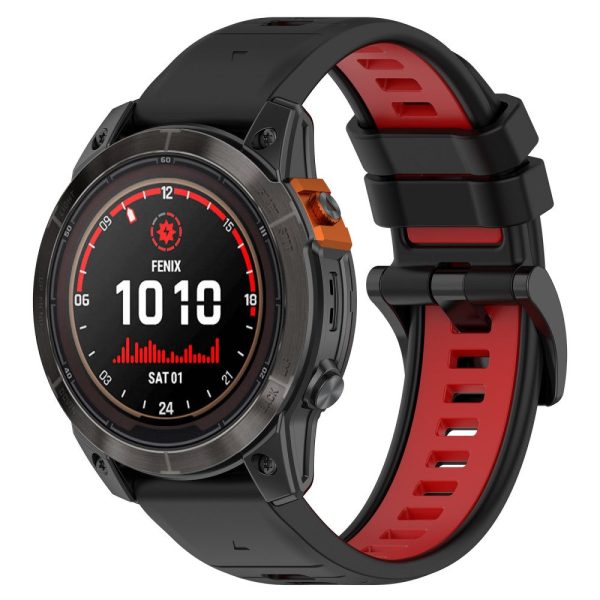 Garmin Fenix 7X   Fenix 7X Pro Watch Band 26mm Waterproof Light Silicone Bracelet - Black+Red Cheap