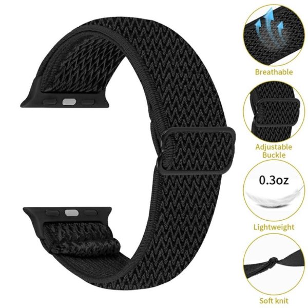 Apple Watch 42mm - 44mm nylon design watch strap - Black Fashion