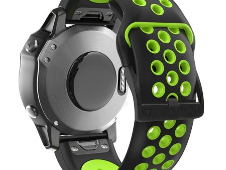 22mm dual color silicone strap for Garmin and Coros watch - Black   Green Fashion