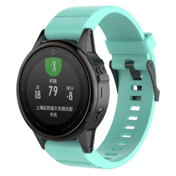 Garmin Fenix 5S textured silicone watch strap band - Cyan Sale