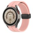 Samsung Galaxy Watch7 40mm Replacement Band Magnetic Folding Black Buckle Silicone Strap - Light Pink Hot on Sale