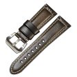 24mm Universal Genuine leather strap - Black   Silver Buckle Online