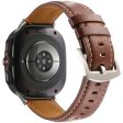 Samsung Galaxy Watch Ultra 47mm Watch Strap Stitching Lines Genuine Cow Leather Wrist Band - Crazy Horse Texture+Brown Supply